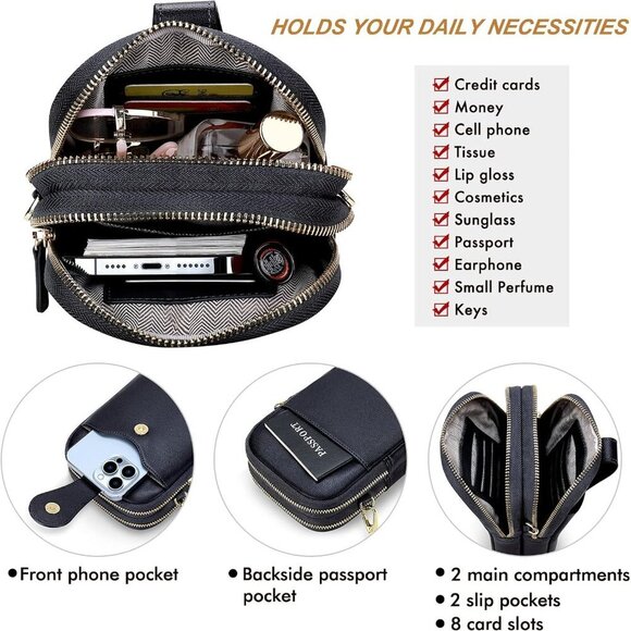 Leather Small Crossbody Purse for Women Cell Phone Bag Holder Wallet Purse Trave - Picture 3 of 6